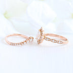 1.0CT Pear Cut Moissanite Halo Bridal Ring Set