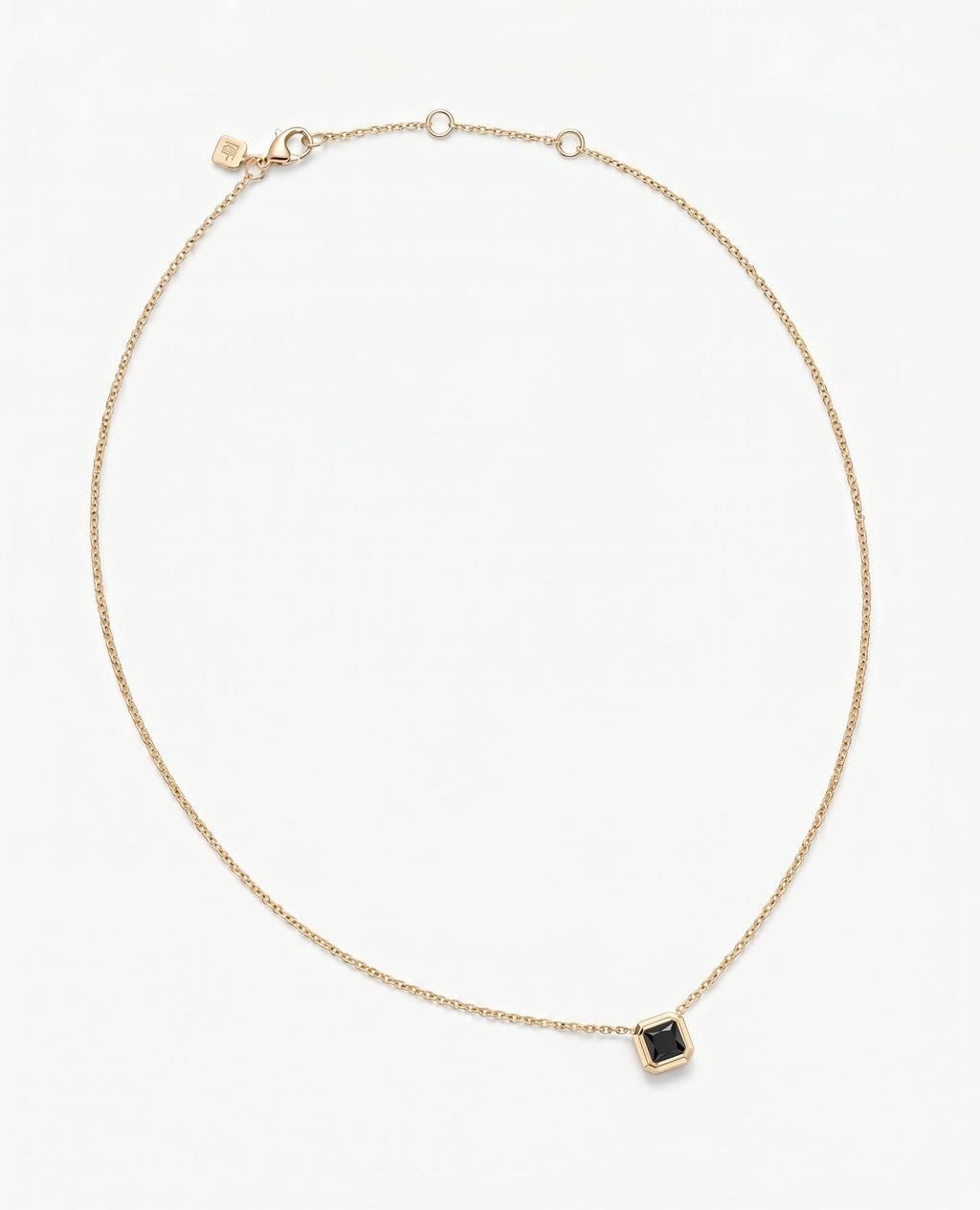 LODE Solitaire Bezel Set Floating Princess Cut Black Diamond Pendant Necklace