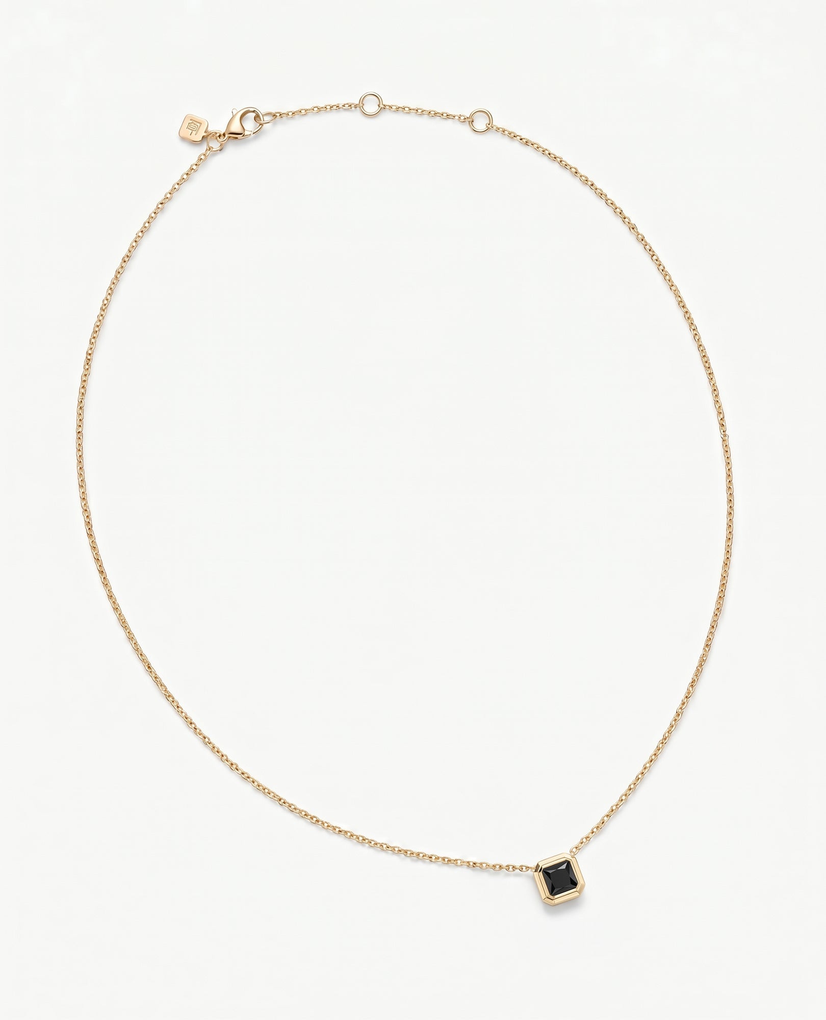 LODE Solitaire Bezel Set Floating Princess Cut Black Diamond Pendant Necklace