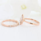 1.0CT Pear Cut Moissanite Halo Bridal Ring Set