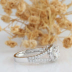 1.0CT Round Brilliant Cut Split Shank Halo Moissanite Engagement Ring