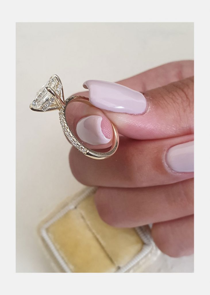 2.0 CT Radiant Cut Moissanite Diamond Pave Setting Engagement Ring