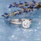 1.0CT Round Brilliant Cut Solitaire Style Moissanite Engagement Ring