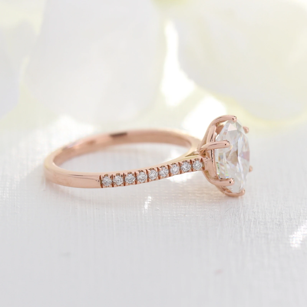 2.0 CT Oval Cut Moissanite Pave Engagement Ring