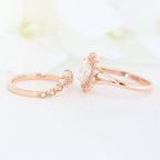 1.50CT Oval Cut Moissanite Halo Bridal Ring Set