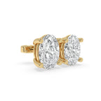 Oval Diamond Earrings with Yellow Gold Sparkle