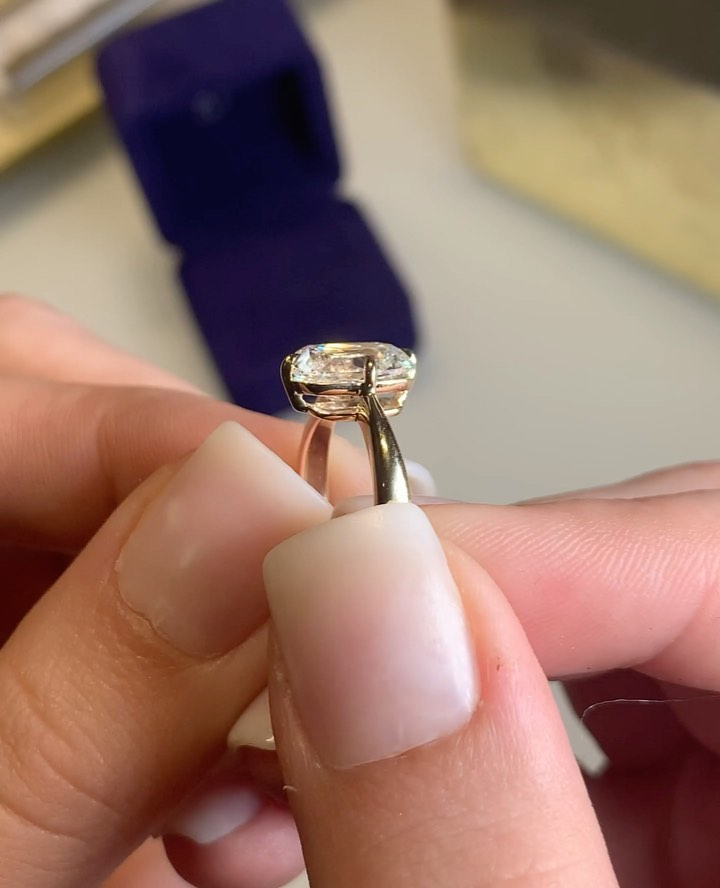 1.0 -3.0 CT Elongated Cushion ⁠Cut Lab Grown Diamond Solitaire Engagement Ring