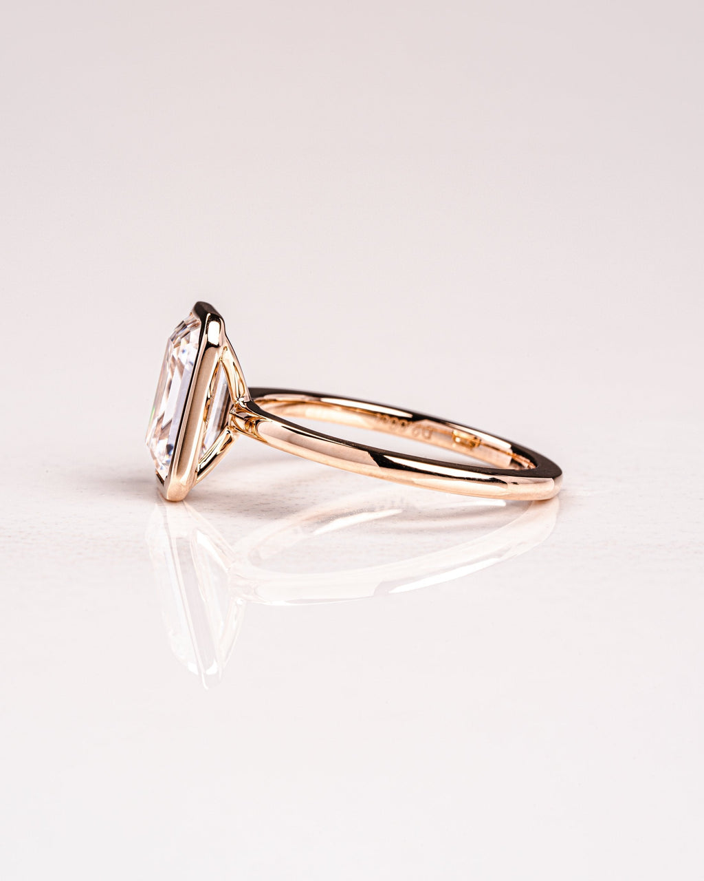 2.50 CT Emerald Cut Diamond Moissanite Bezel Engagement Ring