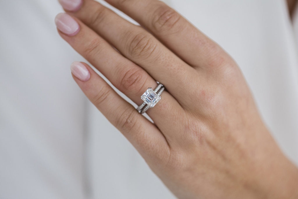 2.30 CT Emerald Moissanite Hidden Halo Setting Engagement Ring
