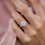 4.20 CT Elongated Cushion Moissanite Three Stones Engagement Ring