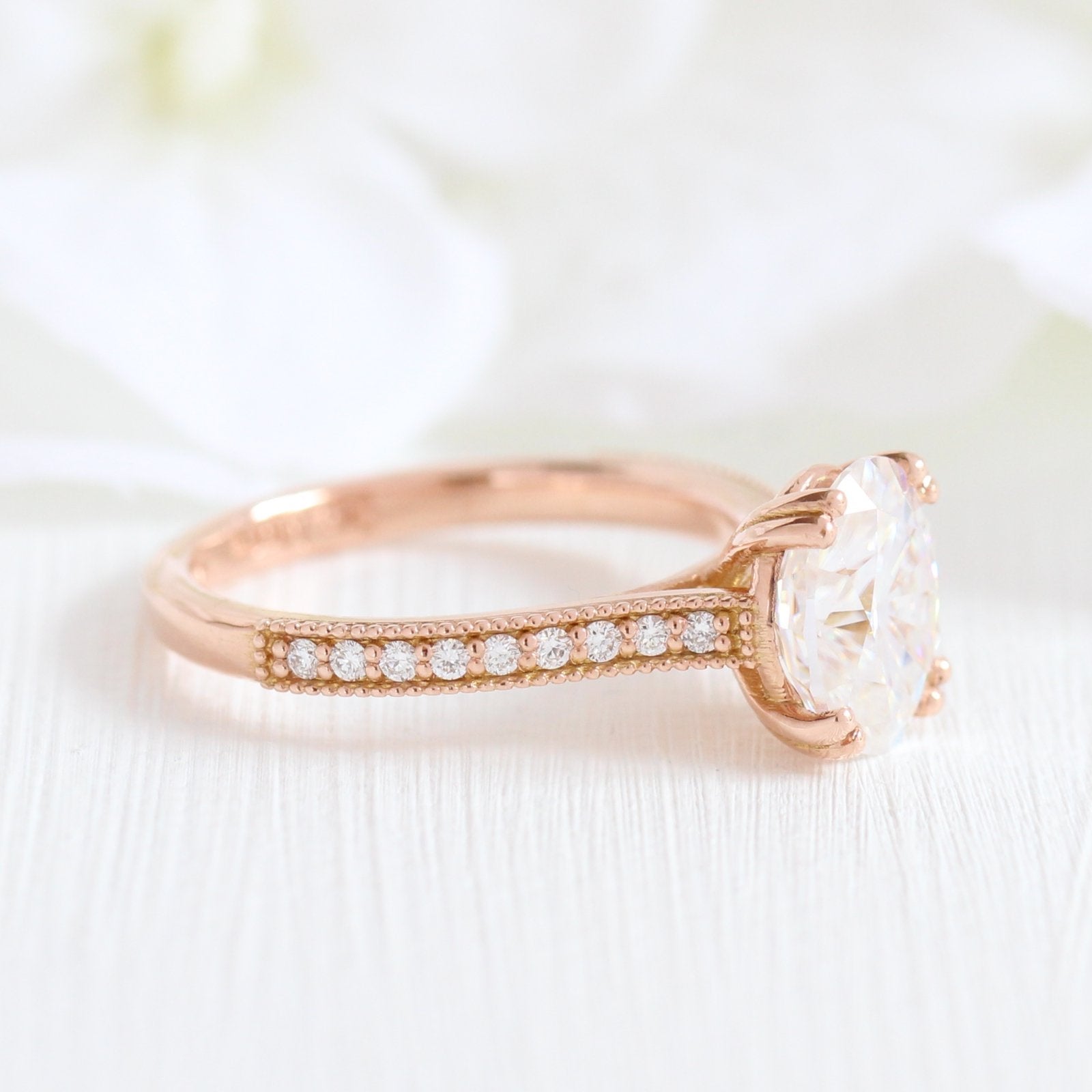 2.0 CT Oval Cut Moissanite Pave Engagement Ring