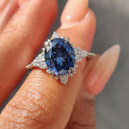 Royal Blue Oval Milgrain Engagement Ring