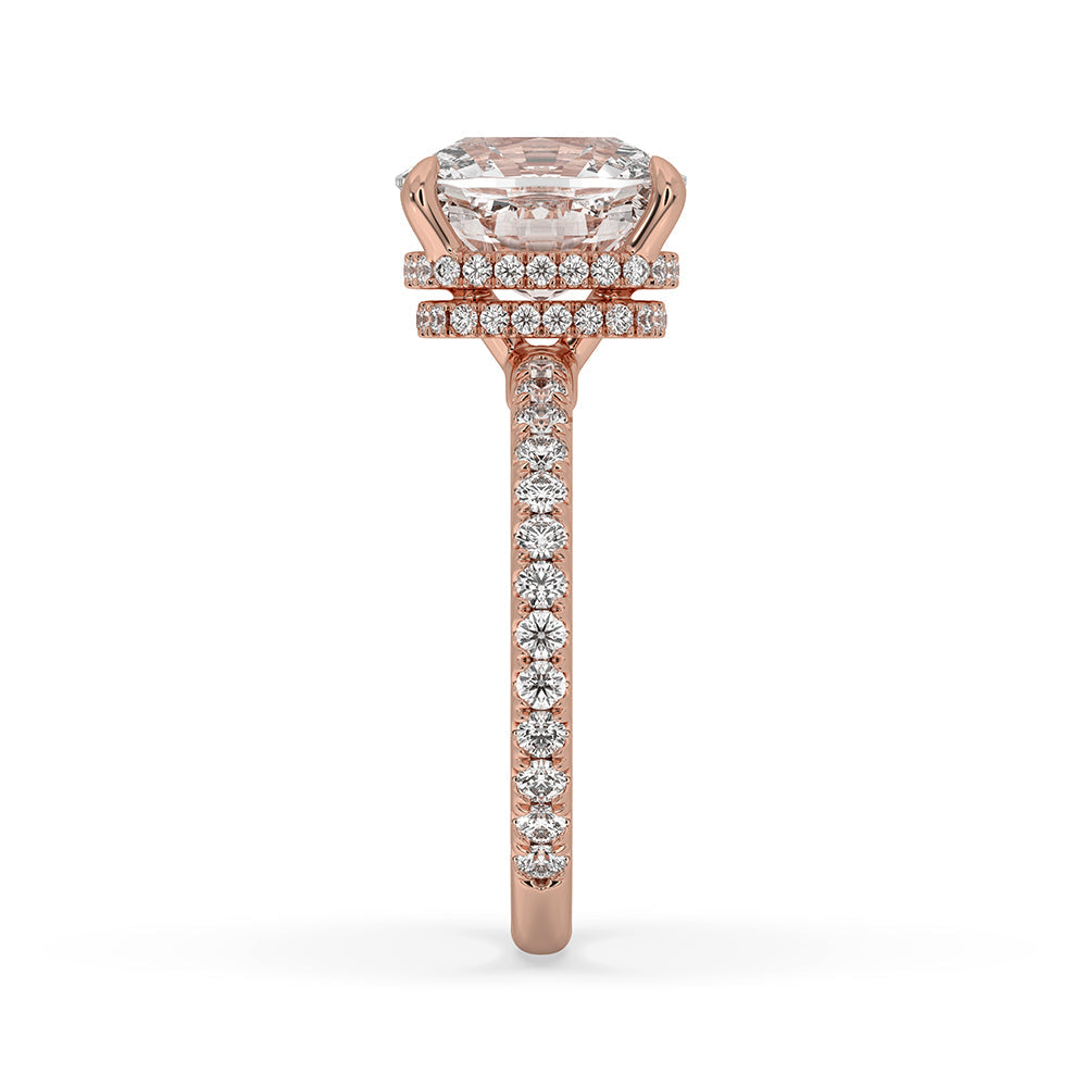 Cushion Diamond Ring In Double Hidden Halo Design