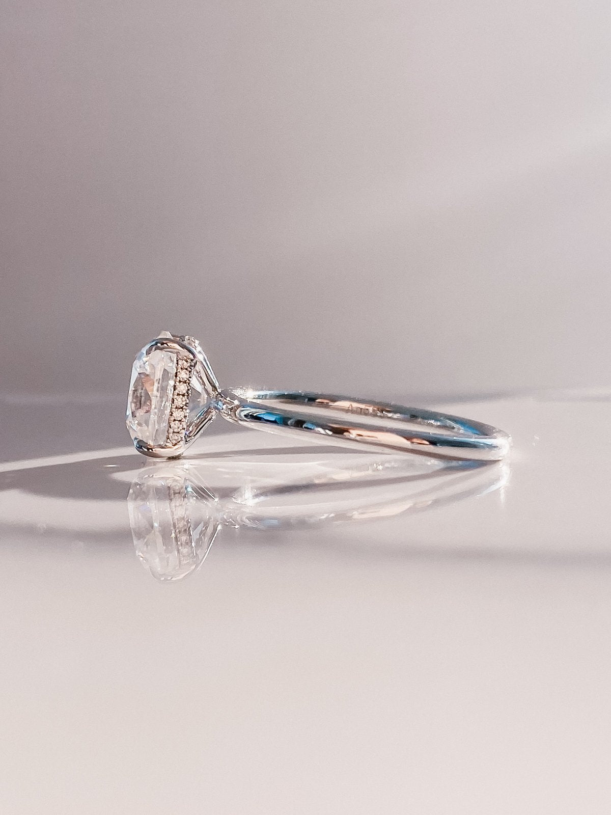 1.50 CT Elongated Cushion Cut Moissanite Hidden Halo Engagement Ring
