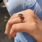 Rose Gold Solitaire Engagement Ring With Green Moissanite