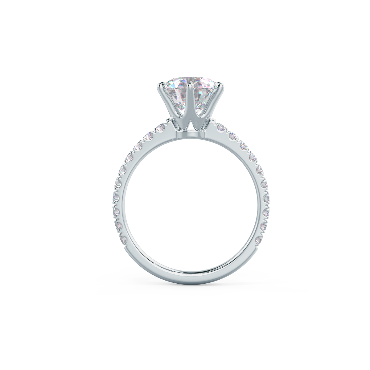 2.0 CT Round Moissanite Pave Setting Engagement Ring
