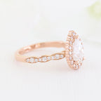 1.50 CT Pear Cut Moissanite Halo Engagement Ring