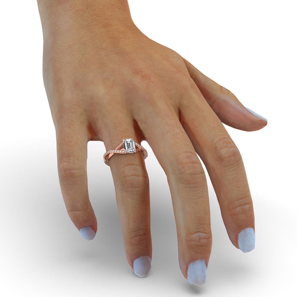 Twisted engagement ring - Emerald Cut Diamond