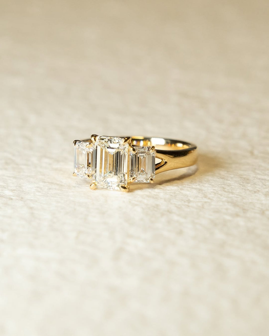 1.0 -3.0 CT Emerald ⁠Cut Lab Grown Diamond Three Stone Engagement Ring