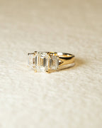 1.0 -3.0 CT Emerald ⁠Cut Lab Grown Diamond Three Stone Engagement Ring