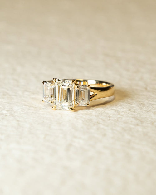 1.0 -3.0 CT Emerald ⁠Cut Lab Grown Diamond Three Stone Engagement Ring