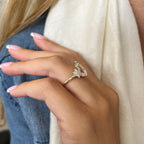 3.0 CT Pear Cut Moissanite Cluster Engagement Ring