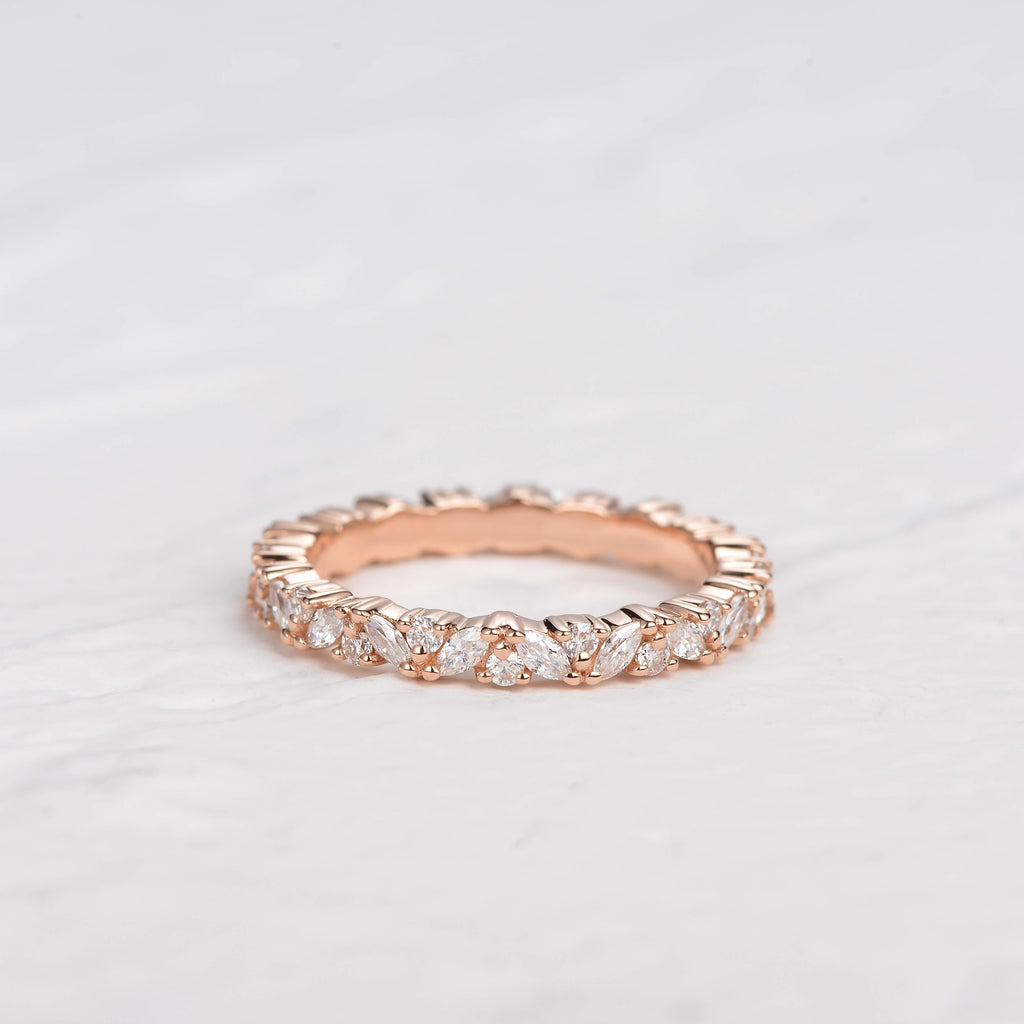 0.4 CT Round And Marquise Moissanite Wedding Band
