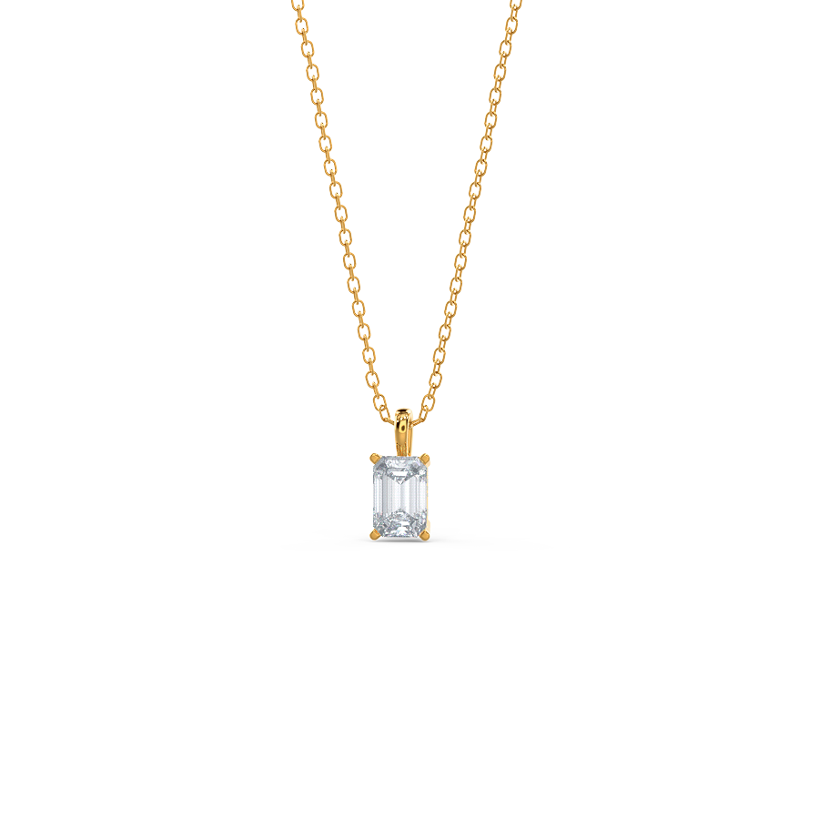 0.70 CT-1.50 CT Emerald Cut Moissanite Solitaire Necklace