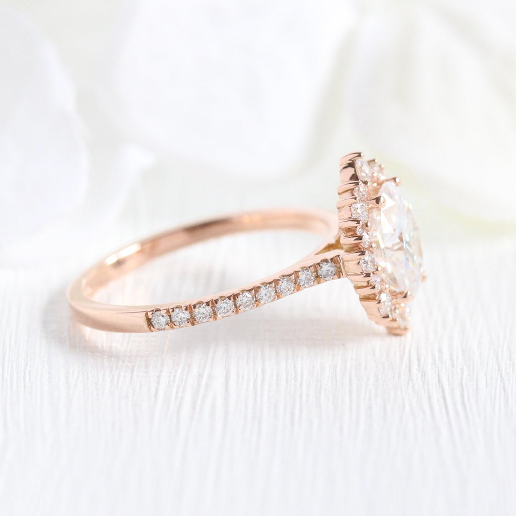 1.50 CT Oval Cut Cluster Moissanite Engagement Ring
