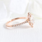 1.50 CT Oval Cut Cluster Moissanite Engagement Ring