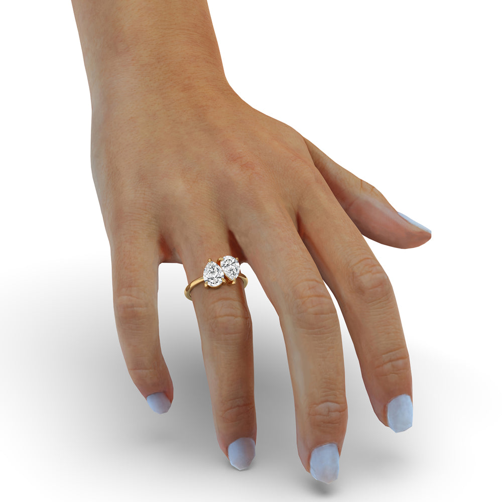 Toi et Moi Ring with Pear Diamond