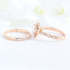 1.0CT Round Cut Moissanite Vintage Halo Bridal Ring Set
