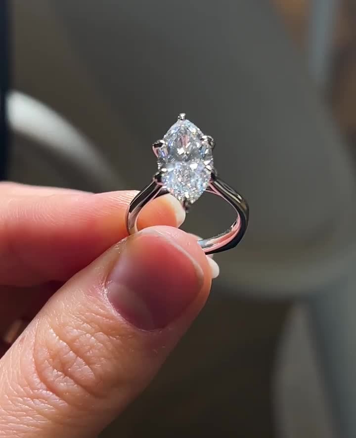 2.0 -4.0 CT Marquise ⁠Cut Lab Grown Diamond Solitaire Engagement Ring Secondary image