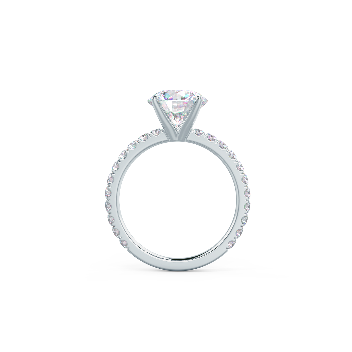 2.25 CT Round Moissanite Solitaire Pave Setting Engagement Ring