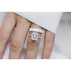 3.25 CT Emerald Moissanite Hidden Halo & Pave Setting Engagement Ring