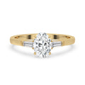 Oval Cut Diamond Ring - 2 Side Stone Tapered Baguette
