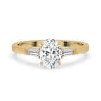 Oval Cut Diamond Ring - 2 Side Stone Tapered Baguette