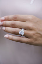 5.50 CT Emerald Moissanite Hidden Halo Setting Engagement Ring