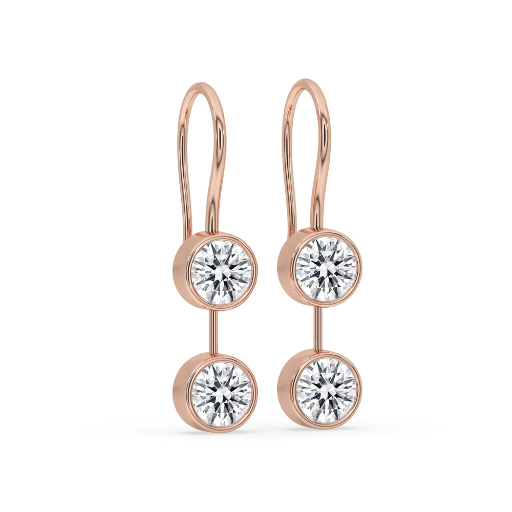 Round Diamond Earrings Featuring Rose Gold Immagine secondaria del prodotto