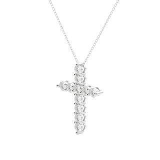 cross pendent round diamond moissanite necklace