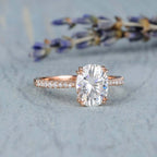 2.0 CT Oval Cut Moissanite Pave Engagement Ring