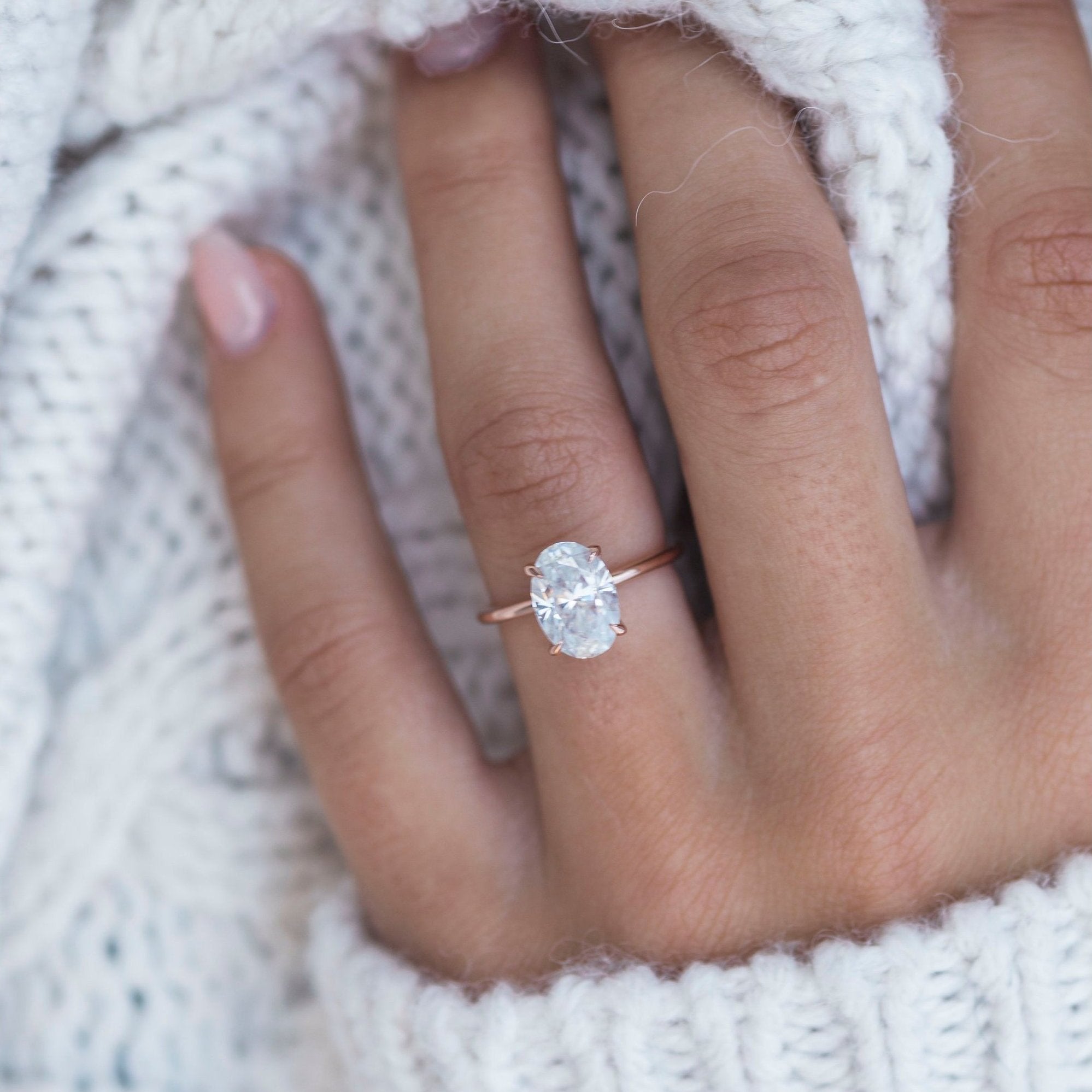 2.70 CT Oval Moissanite Solitaire Engagement Ring