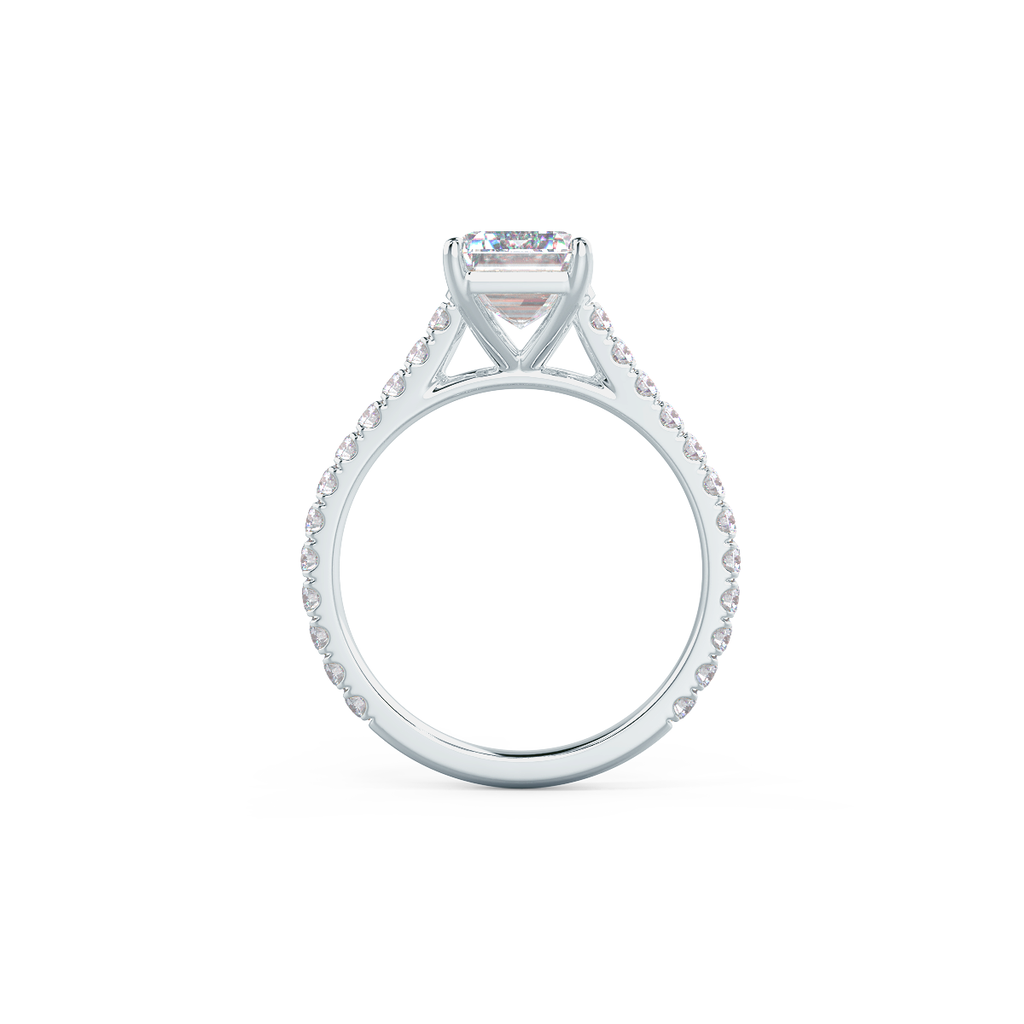 1.75 CT Emerald Cut Moissanite Pave Setting Engagement Ring