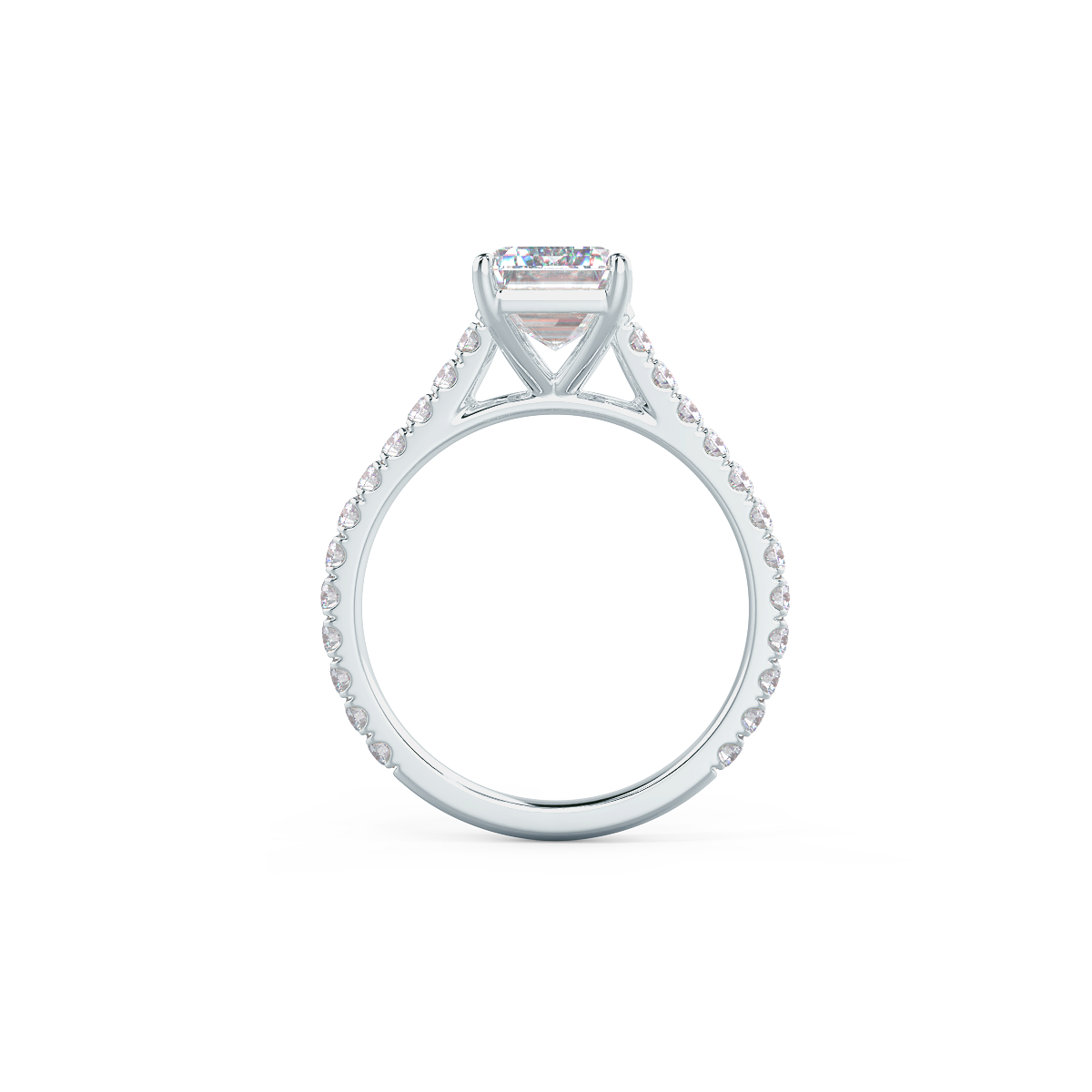 1.75 CT Emerald Cut Moissanite Pave Setting Engagement Ring