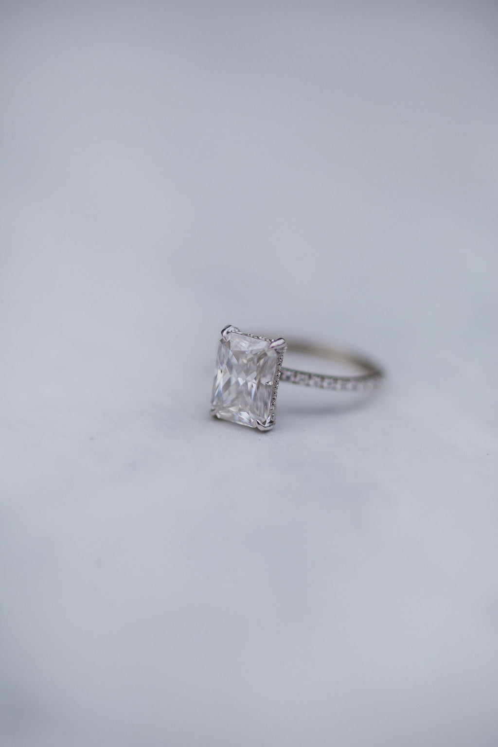 2.70 CT Radiant Moissanite Hidden Halo With Pave Setting Engagement Ring