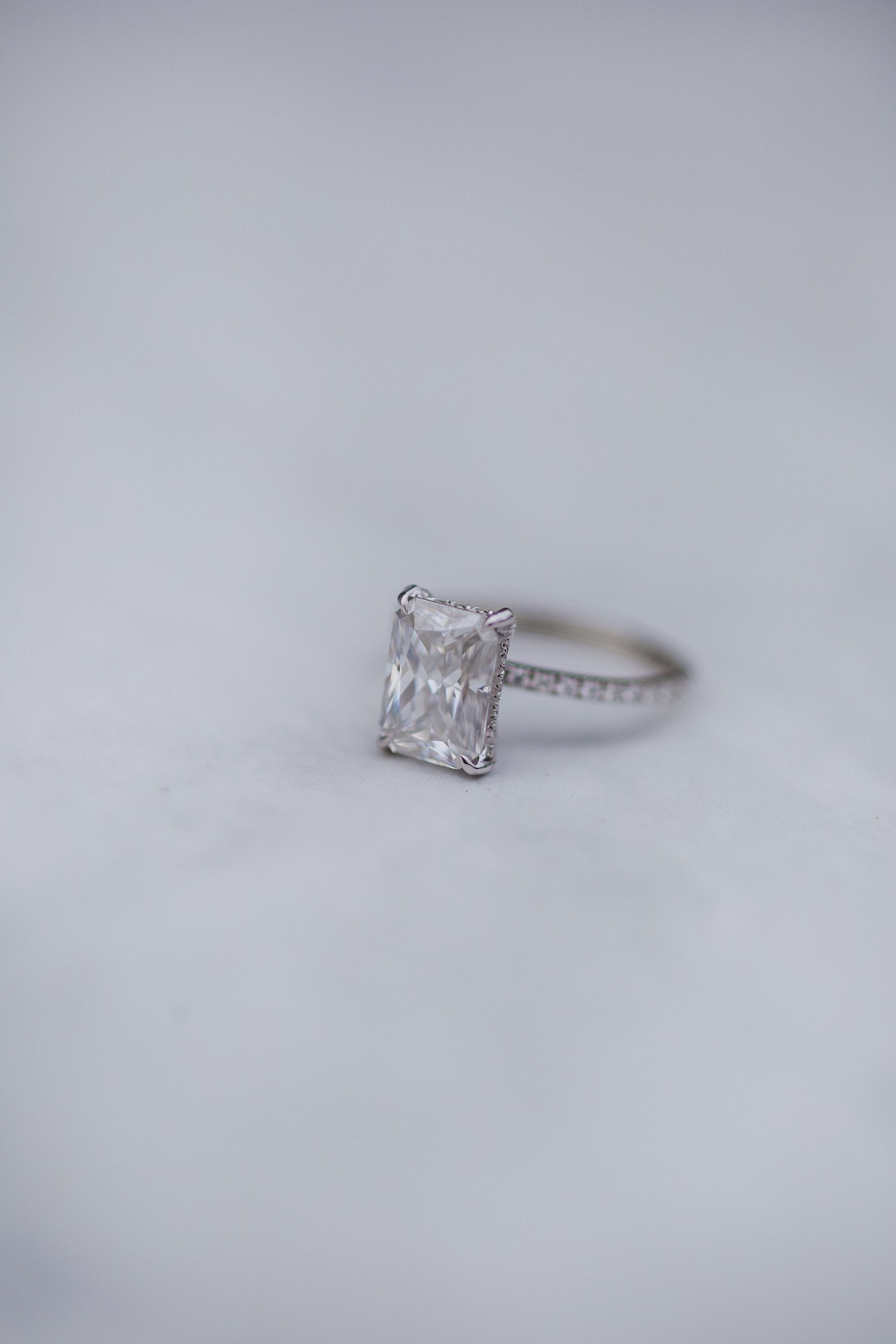 2.70 CT Radiant Moissanite Hidden Halo With Pave Setting Engagement Ring