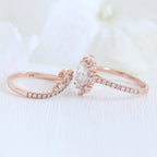 1.50CT Oval Cut Moissanite Halo Bridal Ring Set
