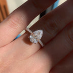 0.94 CT Pear Cut Moissanite Pave Style Engagement Ring