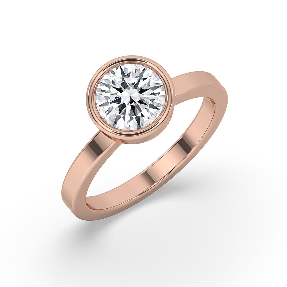 Rose Gold Round Diamond Bezel Setting Engagement Ring
