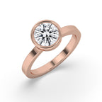 Rose Gold Round Diamond Bezel Setting Engagement Ring